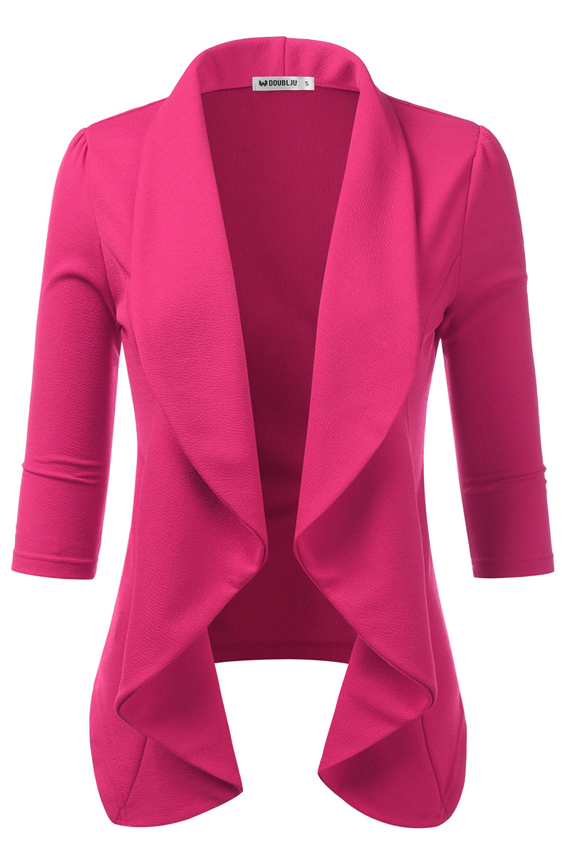 Womens Lightweight Thin 3/4 Sleeve Open Front Blazer Jacket With Plus Size