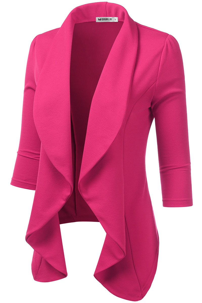 Womens Lightweight Thin 3/4 Sleeve Open Front Blazer Jacket With Plus Size
