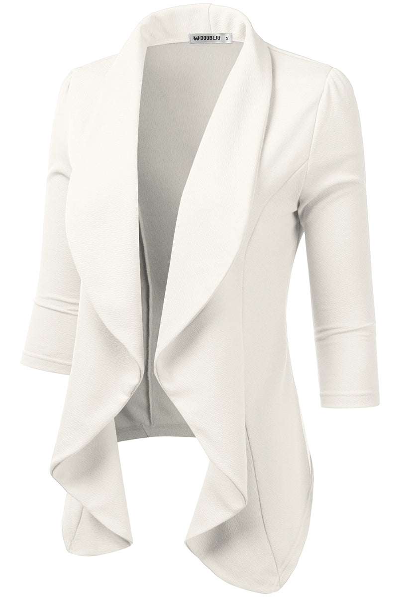 Womens Lightweight Thin 3/4 Sleeve Open Front Blazer Jacket With Plus Size