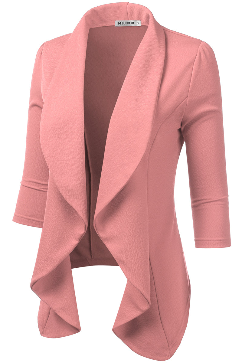 Womens Lightweight Thin 3/4 Sleeve Open Front Blazer Jacket With Plus Size