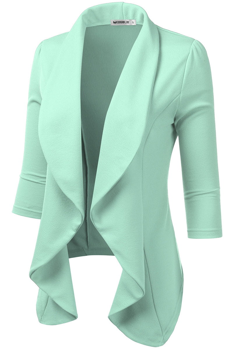 Womens Lightweight Thin 3/4 Sleeve Open Front Blazer Jacket With Plus Size