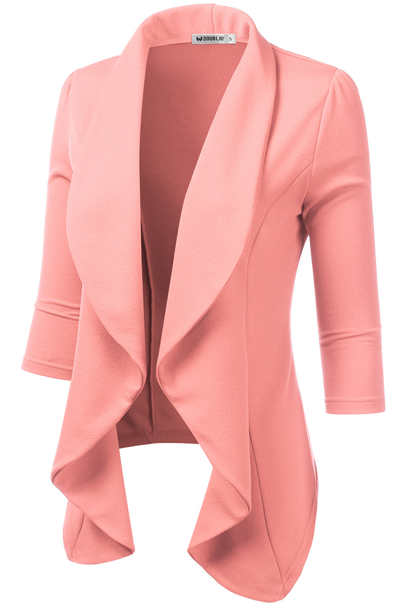 Womens Lightweight Thin 3/4 Sleeve Open Front Blazer Jacket With Plus Size