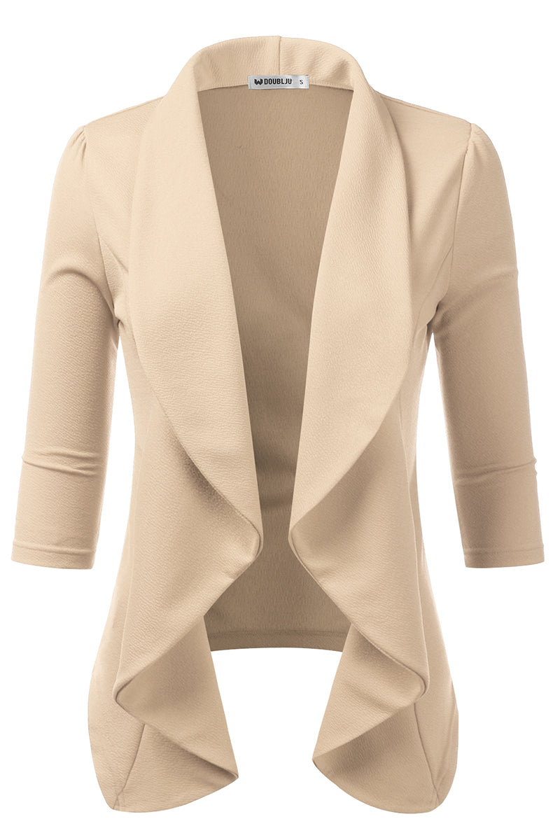 Womens Lightweight Thin 3/4 Sleeve Open Front Blazer Jacket With Plus Size