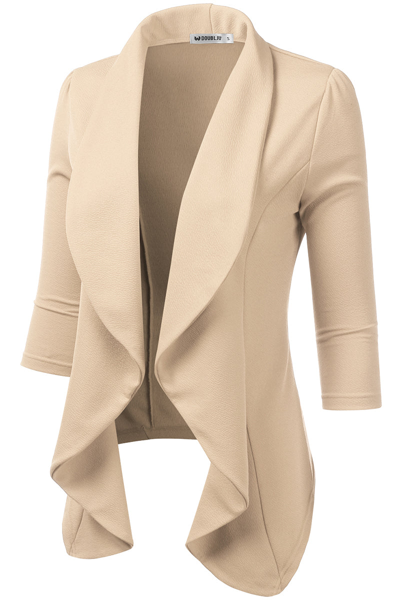 Womens Lightweight Thin 3/4 Sleeve Open Front Blazer Jacket With Plus Size