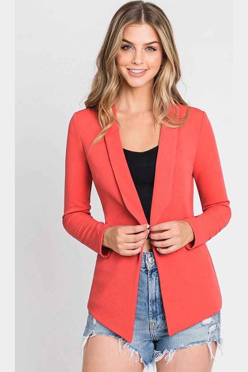 LONG SLEEVE TAILORED WITH A DRAPED BLAZER - Doublju