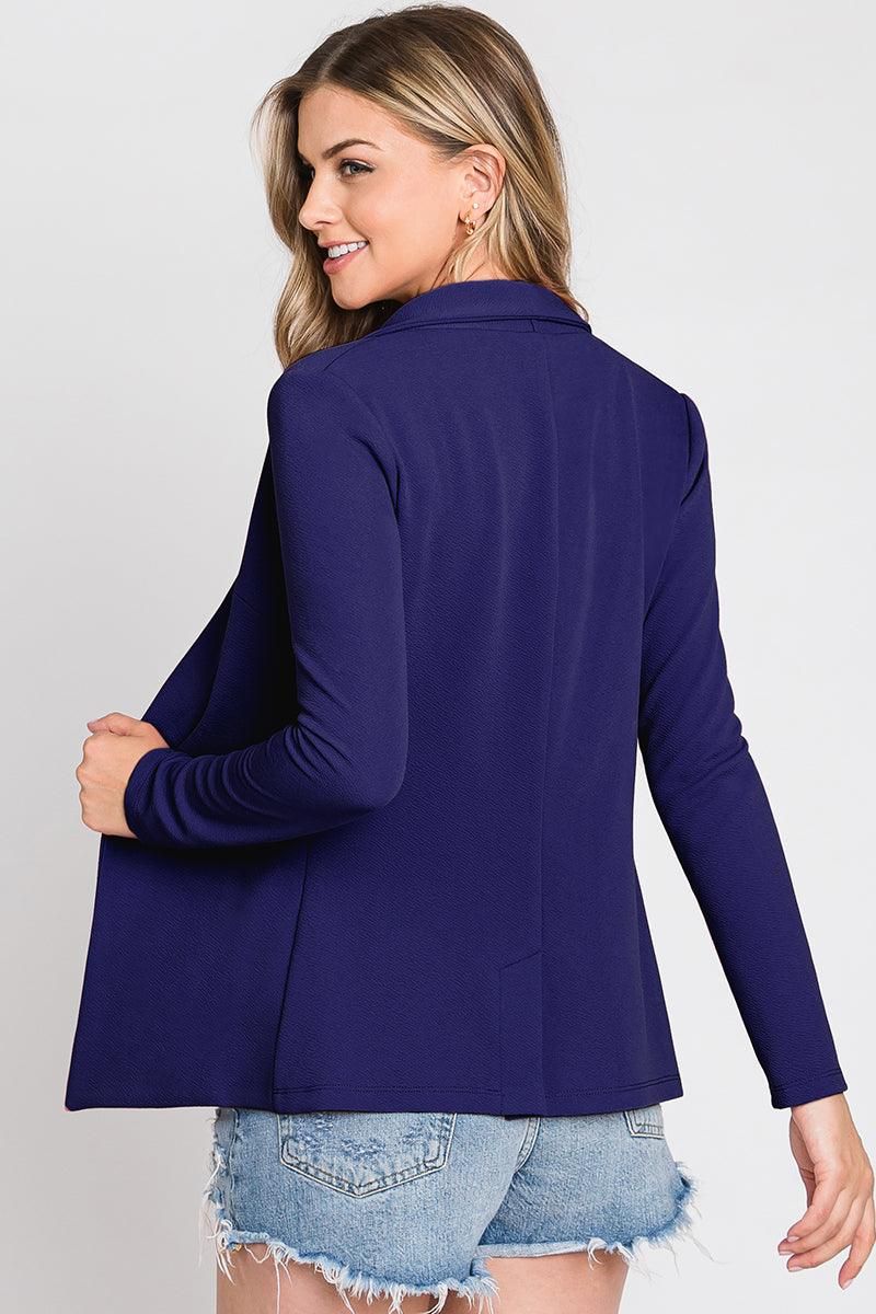 LONG SLEEVE TAILORED WITH A DRAPED BLAZER - Doublju