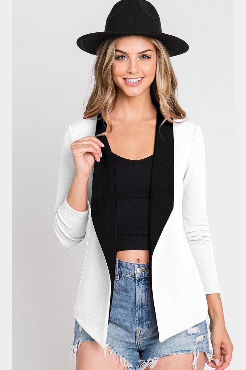 LONG SLEEVE TAILORED WITH A DRAPED BLAZER - Doublju