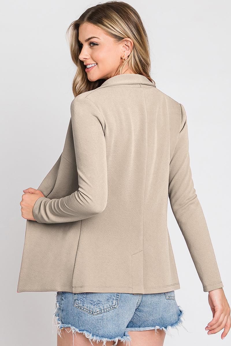 LONG SLEEVE TAILORED WITH A DRAPED BLAZER - Doublju