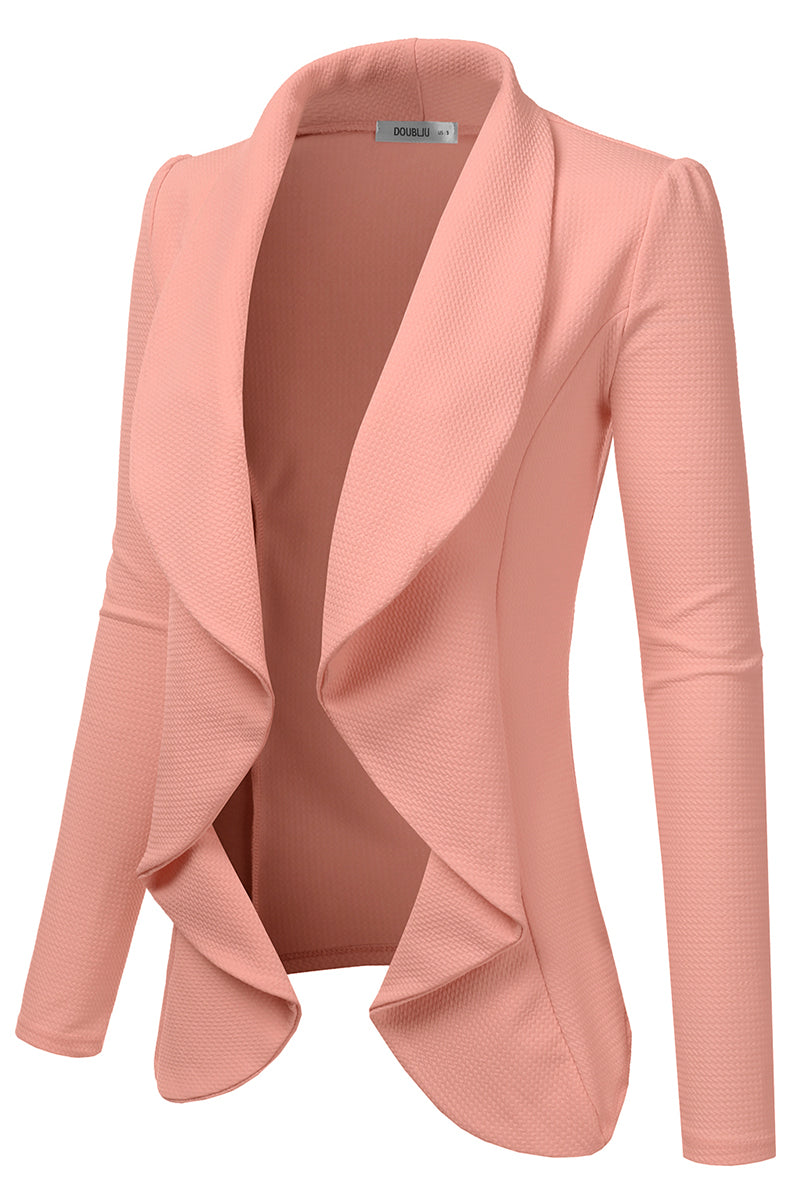 Classic Draped Open Front Blazer Jacket for Women with Plus Size