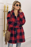 BUFFALO PLAID FLEECE FAUX FUR LAPEL JACKET COAT - Doublju