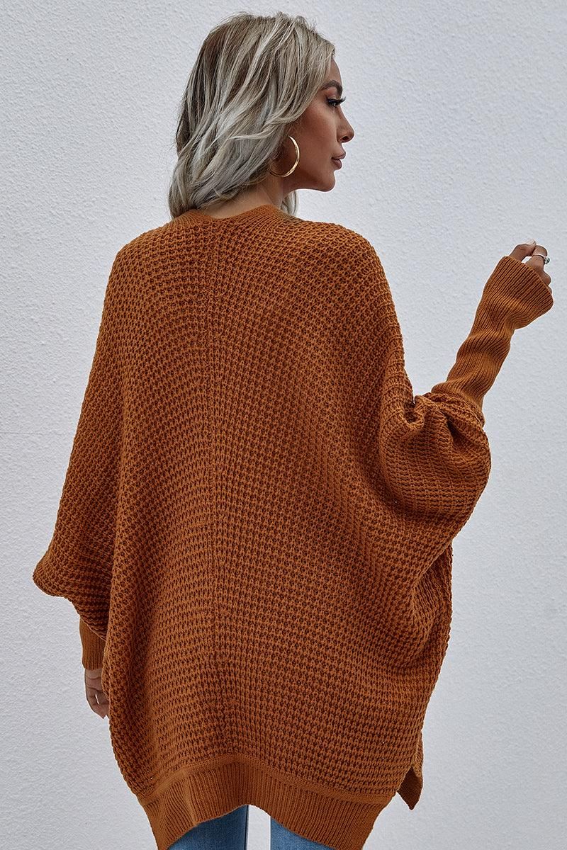 WOMEN’S KIMONO BATWING CABLE KNITTED CARDIGAN - Doublju
