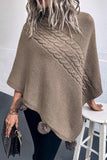 WOMENS POMPOM DETAILED TURTLE NECK SHAWL WRAP - Doublju