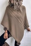 WOMENS POMPOM DETAILED TURTLE NECK SHAWL WRAP - Doublju