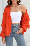 WOMEN TASSEL DETAILED OPEN FRONT KNIT CARDIGAN