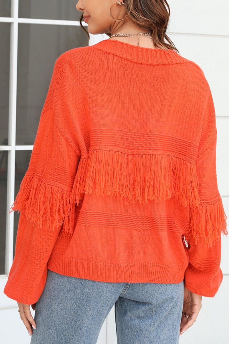 WOMEN TASSEL DETAILED OPEN FRONT KNIT CARDIGAN