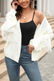 WOMEN TASSEL DETAILED OPEN FRONT KNIT CARDIGAN