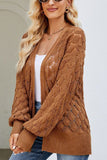 WOMEN HOLLOW OUT KNITTED SWEAT CARDIGAN