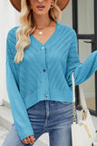 WOMEN CABLE KNITTED BUTTON CLOSURE CARDIGAN