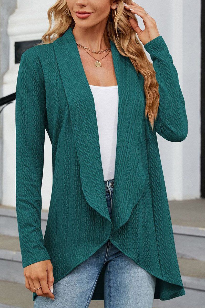 WOMEN TWIST CABLE KNIT OPEN FRONT FALL CARDIGAN