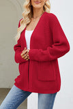 WOMEN RIBBED KNIT CARDIGAN WITH POCKETS