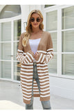 WOMEN COZY OPEN FRONT STRIPE OVERSIZE CARDIGAN