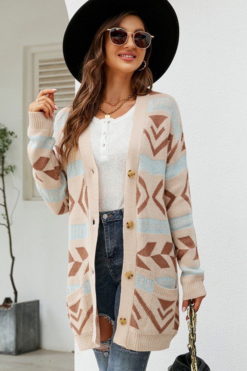 WOMEN BOHEMIAN WESTERN AZTEC PATTERN CARDIGAN