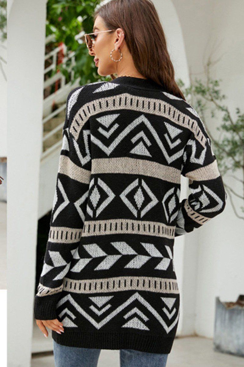 WOMEN BOHEMIAN WESTERN AZTEC PATTERN CARDIGAN