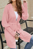 WOMEN FITTED RIB CUFF OPEN FRONT KNIT CARDIGAN