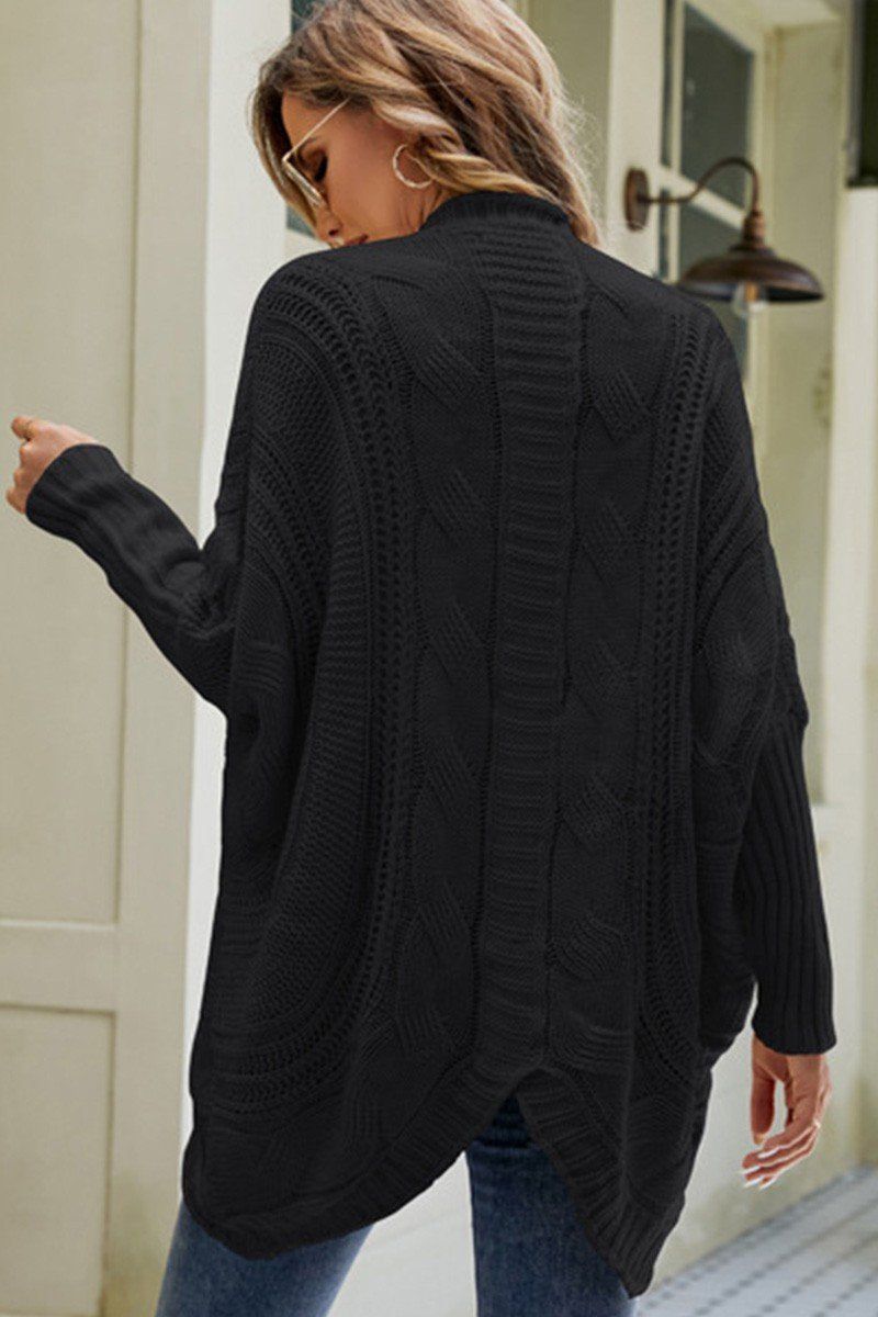 WOMEN CHUNKY KNITTED SOLID FALL WINTER CARDIGAN