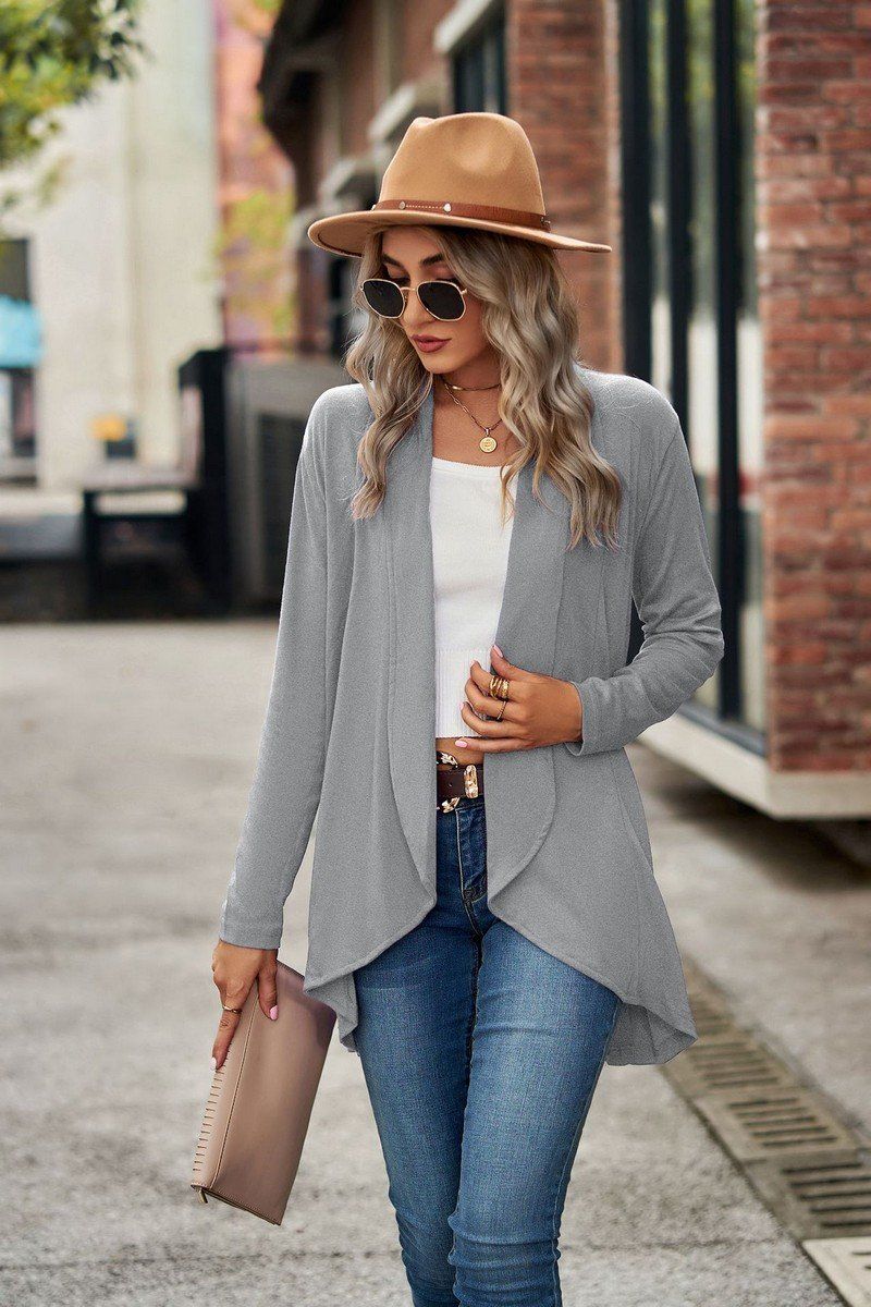 WOMEN LIGHTWEIGHT FLUTTER OPEN FRONT CARDIGAN