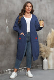 WOMEN HEART PRINTING POCKET KNIT CARDIGAN