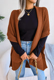 WOMEN 3/4 SLEEVE OPEN FRONT KNITTED FALL CARDIGAN