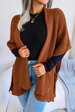 WOMEN 3/4 SLEEVE OPEN FRONT KNITTED FALL CARDIGAN