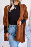 WOMEN 3/4 SLEEVE OPEN FRONT KNITTED FALL CARDIGAN