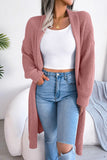 WOMEN FISHERMAN CABLE KNIT LONG LENGTH CARDIGAN