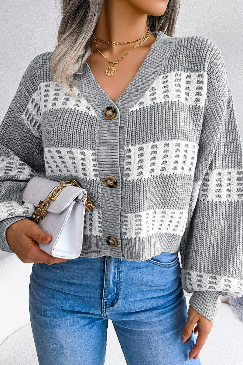 FISHERMAN CABLE KNIT SHORT LOOSE FIT CARDIGAN