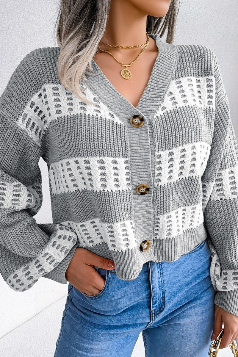 FISHERMAN CABLE KNIT SHORT LOOSE FIT CARDIGAN