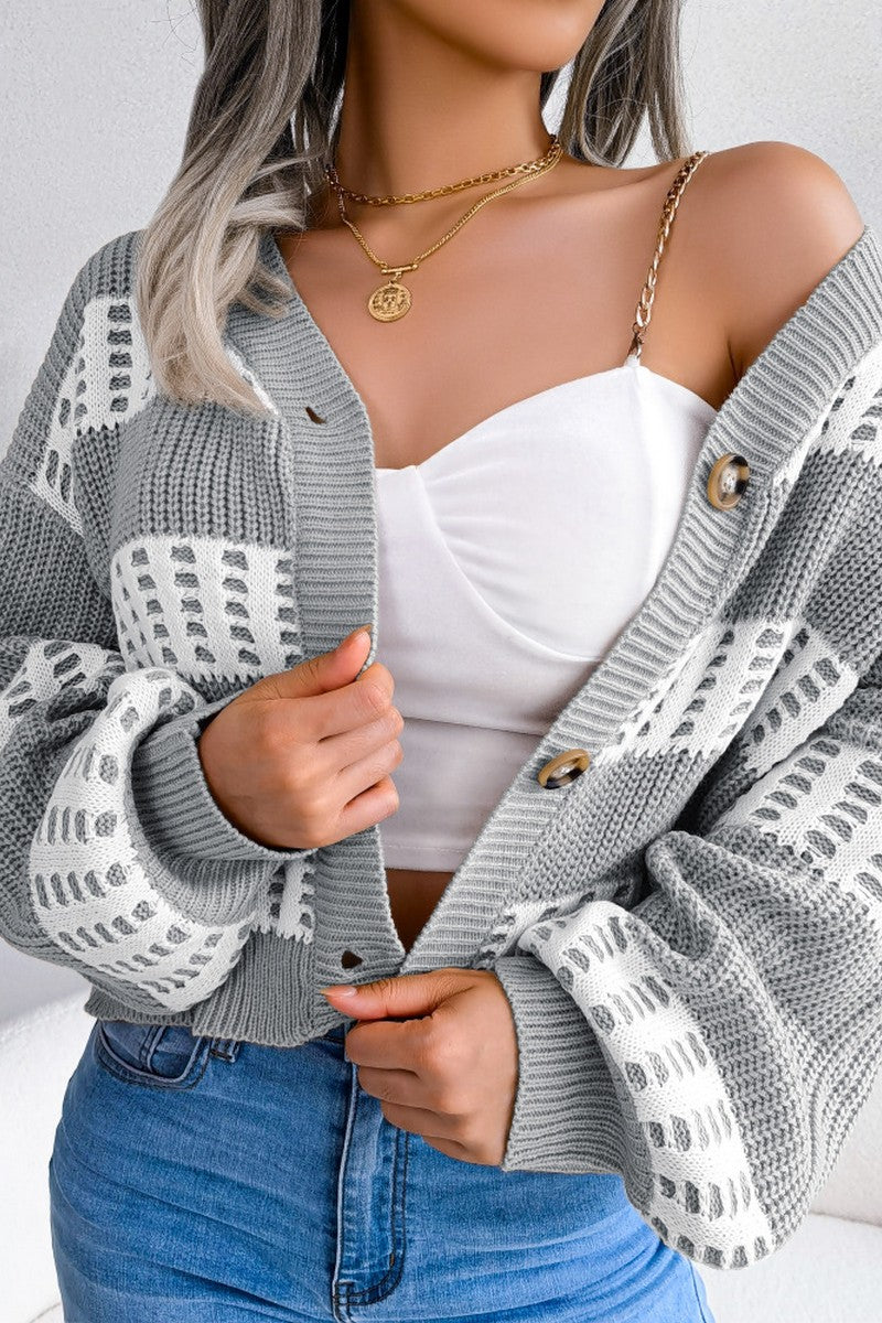 FISHERMAN CABLE KNIT SHORT LOOSE FIT CARDIGAN