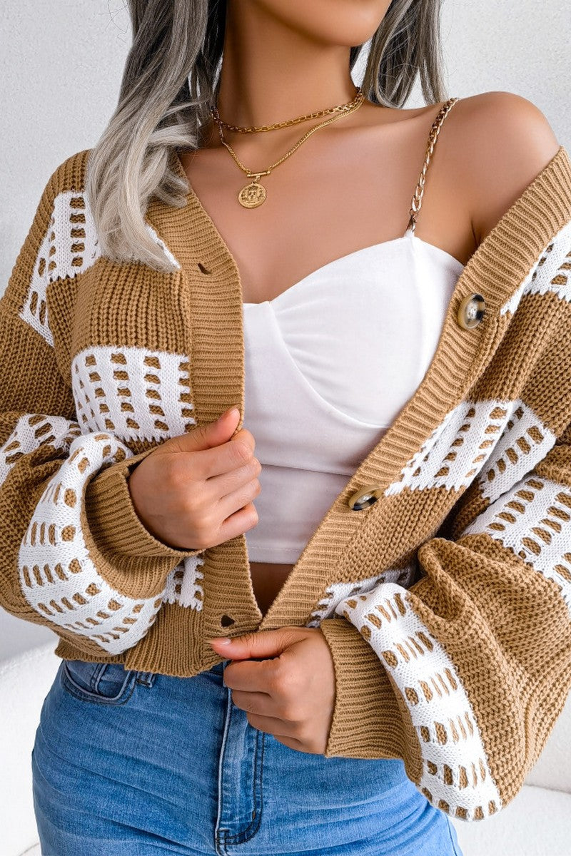 FISHERMAN CABLE KNIT SHORT LOOSE FIT CARDIGAN