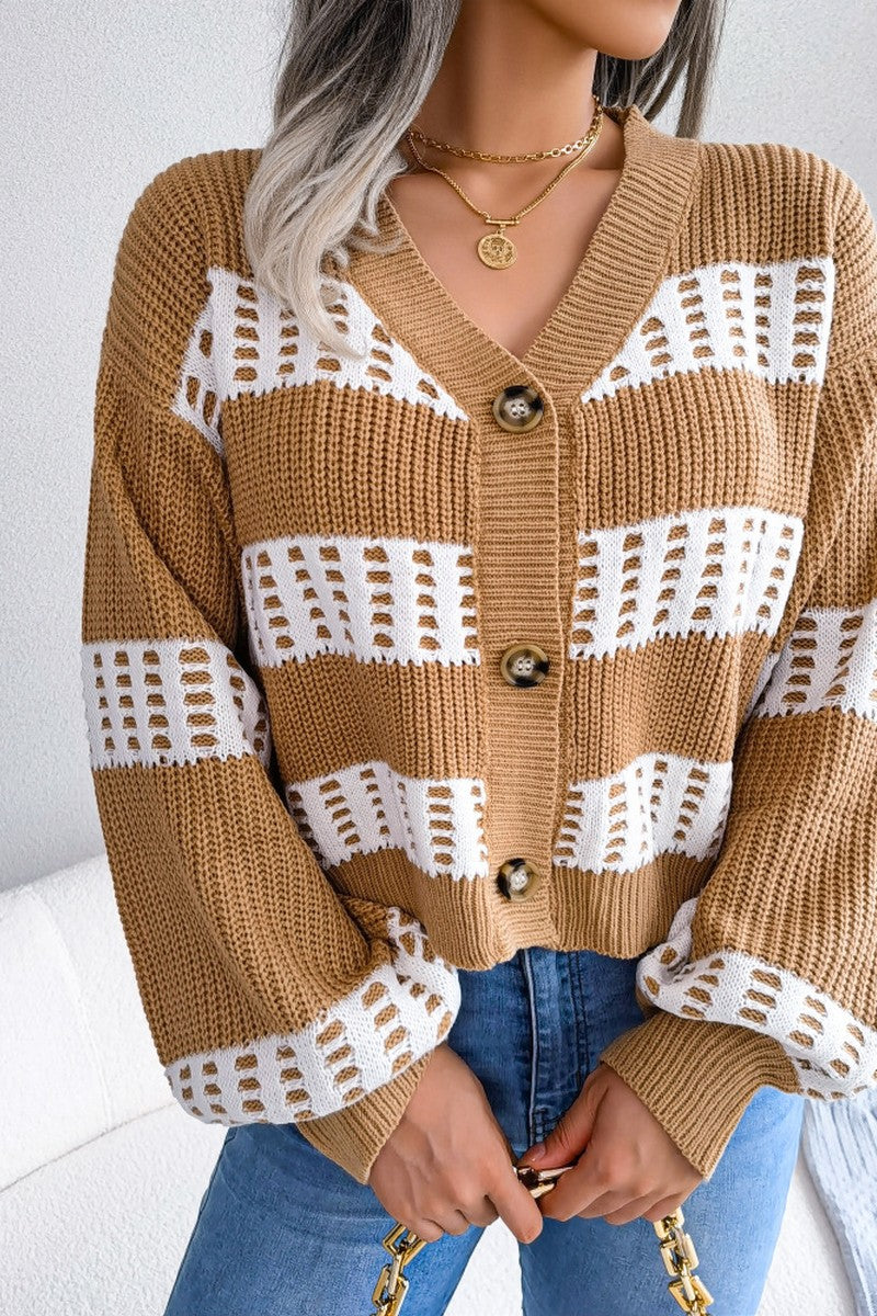 FISHERMAN CABLE KNIT SHORT LOOSE FIT CARDIGAN