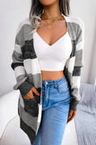 WOMEN COLOR BLOCK OPEN FRONT KNIT CARDIGAN