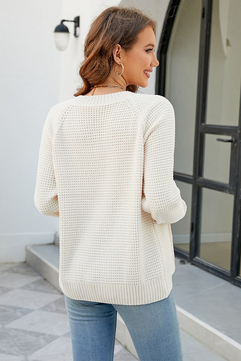 WOMEN ZIP UP CLOSURE WAFFLE KNITTED LIGHT JACKET