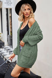 WOMEN CHUNKY CABLE KNIT MID KNIT CARDIGAN