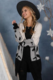 LONG SLEEVE ABSTRACT COLOR BLOCK CARDIGAN - Doublju