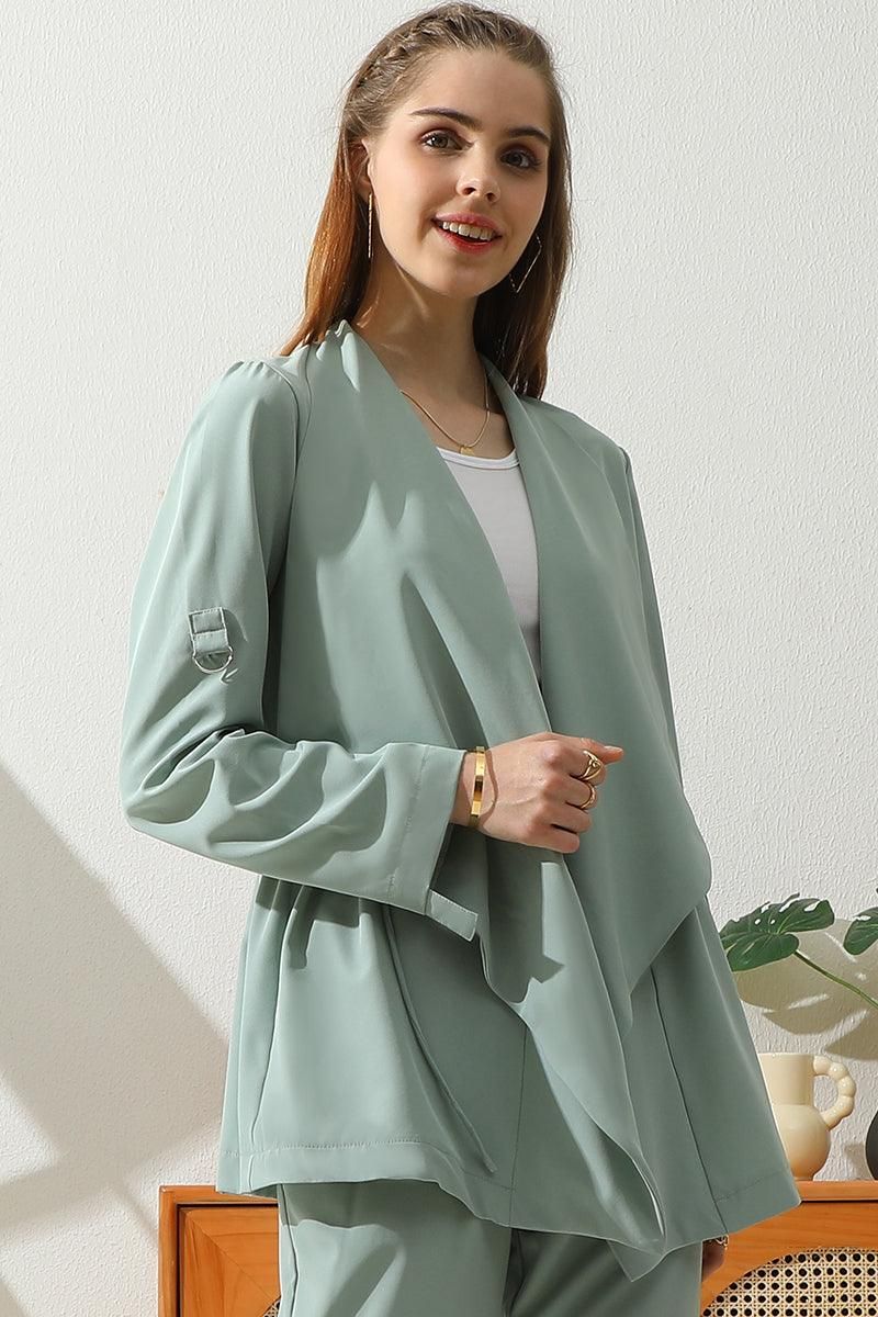 OVER LOOSE FIT TRENCH CARDIGAN WITH DRAWSTRING - Doublju