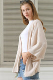BATWING SLEEVE WAFFLE SWEATER KNIT CARDIGAN - Doublju