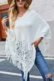 SOLID COLOR CLOAK TASSEL KNITTED SCARF SHAWL - Doublju
