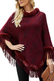 FUR COLLAR FRINGED JACKET WOMEN SHAWL - Doublju