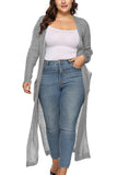 WOMEN PLUS SIZE OPEN FRONT LONG LENGTH CARDIGAN