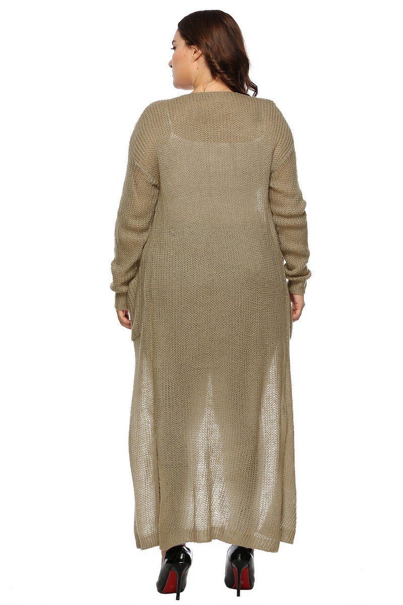 WOMEN PLUS SIZE OPEN FRONT LONG LENGTH CARDIGAN